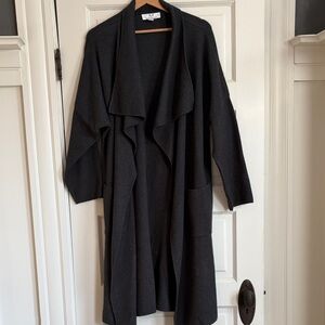 M Magaschoni Open Front Knit Cardigan Duster Charcoal Grey